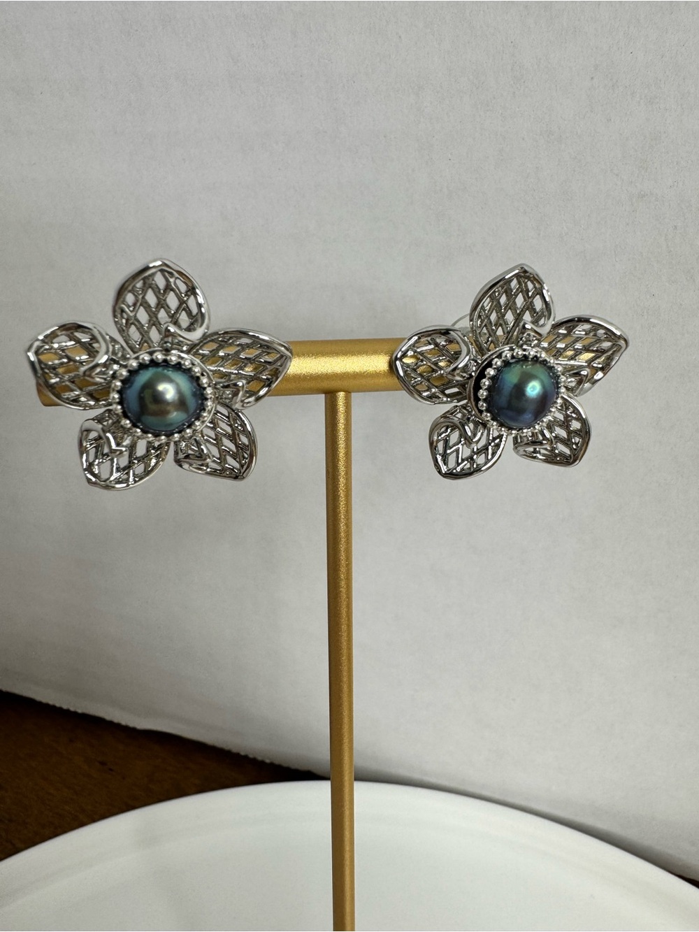 Blueberry Color Freshwater Pearls Earrings